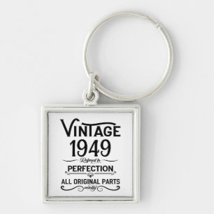 Personalised vintage 75th birthday gifts black key ring