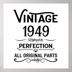 Personalised vintage 75th birthday gifts black poster