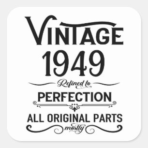 Personalised vintage 75th birthday gifts black square sticker