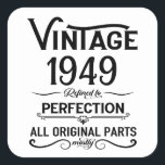 Personalised vintage 75th birthday gifts black square sticker<br><div class="desc">You can add some originality with this limited edition, premium quality, and original, classy, retro, and vintage-looking birthday graphic design with a cool typography font. This is a great gift idea for men, women, husbands, wives, girlfriends, and boyfriends who will love this one-of-a-kind piece of art. Unique and funny holiday...</div>