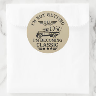 Personalised vintage 75th birthday gifts classic round sticker