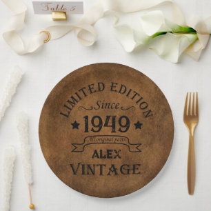 Personalised vintage 75th birthday gifts paper plate