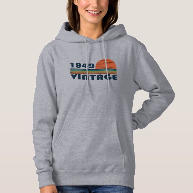 Personalised vintage 75th birthday hoodie (Front)
