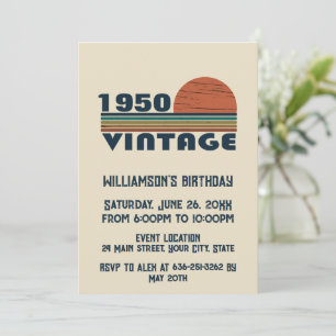 Personalised vintage 75th birthday invitation
