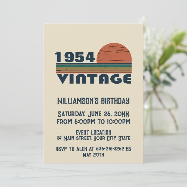 Personalised vintage 75th birthday invitation (Standing Front)