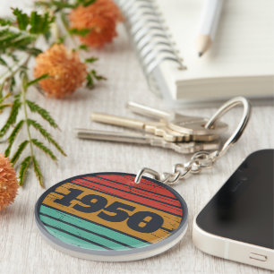 Personalised vintage 75th birthday key ring