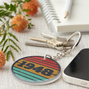 personalised vintage 75th birthday key ring
