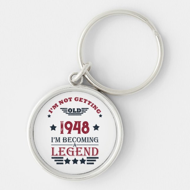 Personalised vintage 75th birthday key ring (Front)