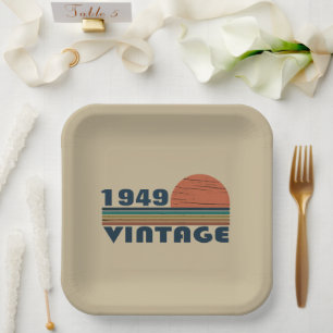 Personalised vintage 75th birthday paper plate