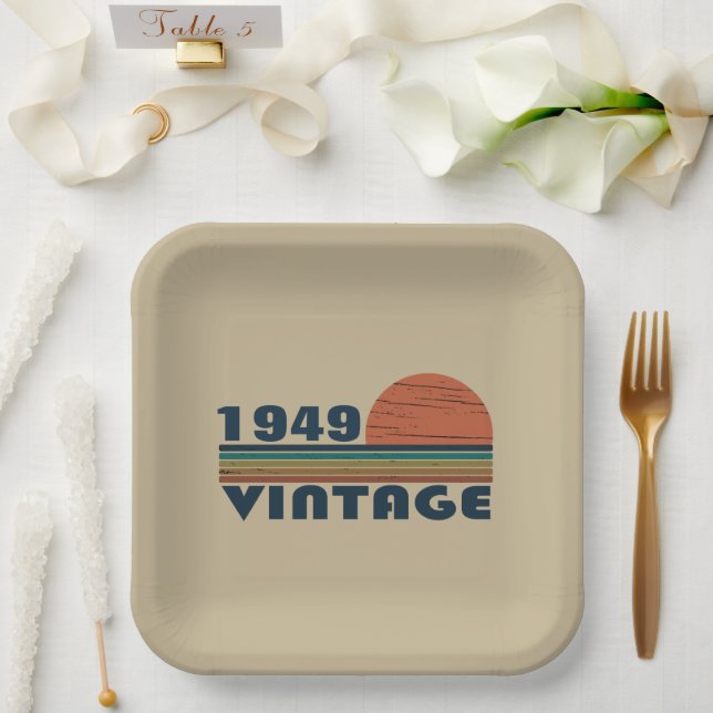 Personalised vintage 75th birthday paper plate (Wedding)