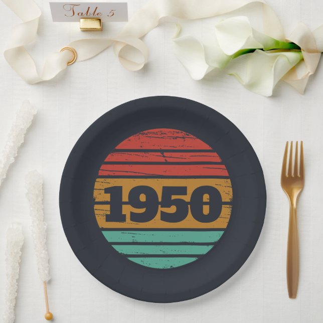 Personalised vintage 75th birthday paper plate (Wedding)