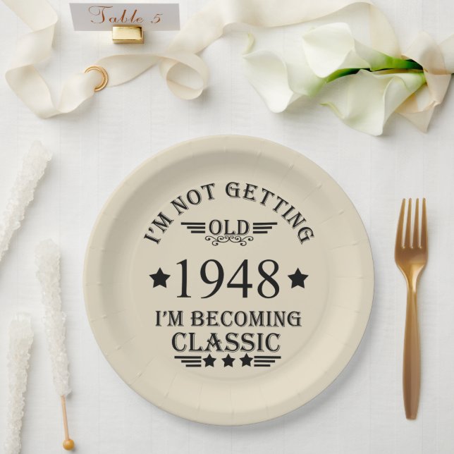 Personalised vintage 75th birthday  paper plate (Wedding)