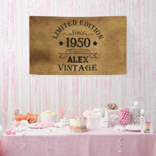 Personalised vintage 75th birthday party banner