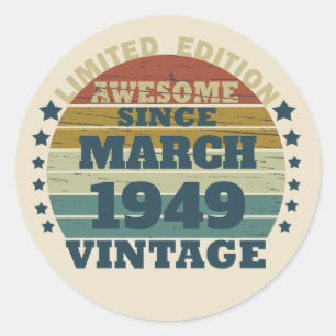 Personalised vintage 75th birthday party classic round sticker