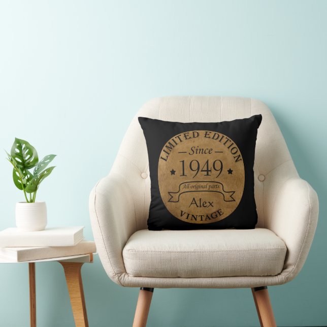 Personalised vintage 75th birthday party cushion (Chair)