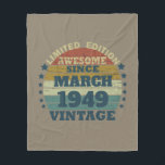 Personalised vintage 75th birthday party fleece blanket<br><div class="desc">Add some originality with this limited edition,  premium-quality,  and unique vintage-looking birthday graphic design featuring cool typography. It's a great gift idea for men,  women,  husbands,  wives,  girlfriends,  and boyfriends who will appreciate this one-of-a-kind piece of art. A fun and memorable holiday gift for your birthday celebration.</div>