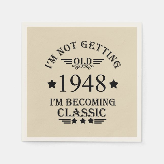 Personalised vintage 75th birthday party napkin (Front)