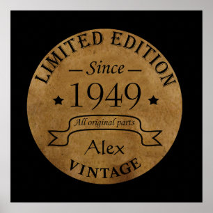 Personalised vintage 75th birthday party poster
