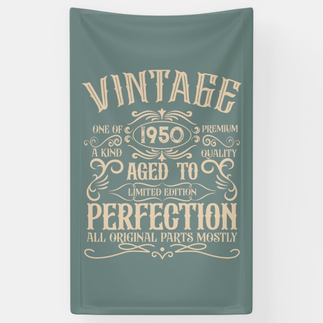 Personalised vintage 75th birthday whiskey themed banner (Vertical)