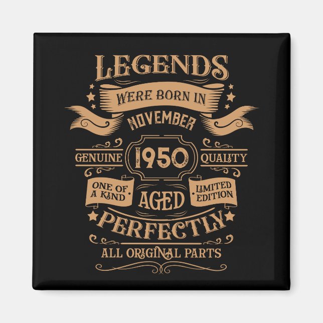 Personalised vintage 75th birthday whiskey themed magnet (Front)