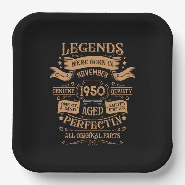 Personalised vintage 75th birthday whiskey themed paper plate (Front)