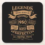 Personalised vintage 75th birthday whiskey themed square paper coaster<br><div class="desc">You can add some originality to your wardrobe collection with this vintage classic birthday graphic design with awesome typography font lettering, is a great gift idea for men, women, husbands, wife girlfriends, and a boyfriend who will love this one-of-a-kind artwork. The best amazing and funny holiday present for your happy...</div>