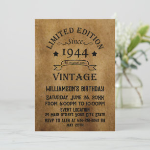 Personalised vintage 80th birthday cocktail party invitation