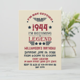 Personalised vintage 80th birthday cocktail party invitation