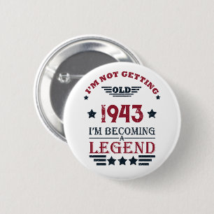 Personalised vintage 80th birthday gifts 6 cm round badge