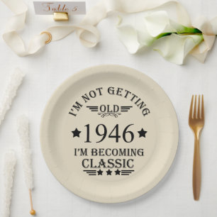 Personalised vintage 80th birthday gifts black paper plate