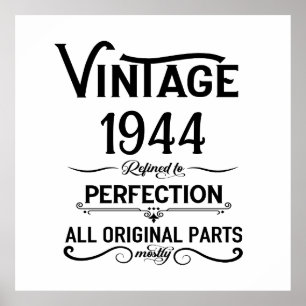 Personalised vintage 80th birthday gifts black poster