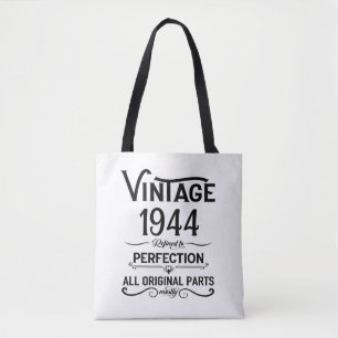 Personalised vintage 80th birthday gifts black tote bag