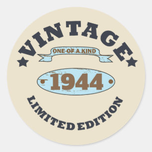 Personalised vintage 80th birthday gifts classic round sticker