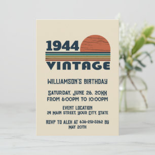 Personalised vintage 80th birthday gifts invitation