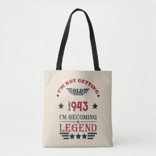 Personalised vintage 80th birthday gifts tote bag