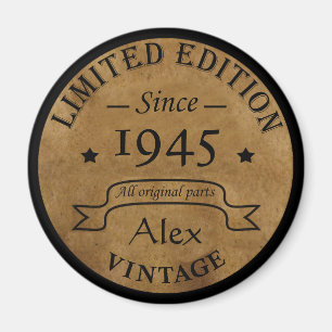 Personalised vintage 80th birthday magnet
