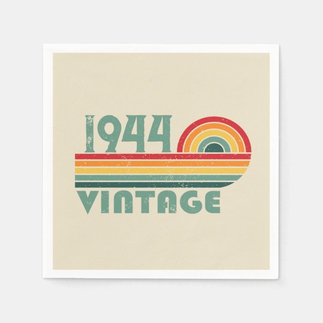 Personalised vintage 80th birthday party napkin (Front)
