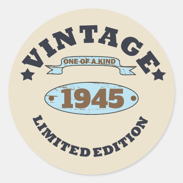 Personalised vintage 85th birthday party classic round sticker (Front)