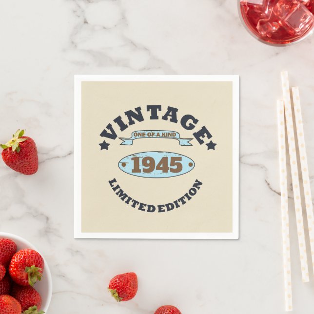 Personalised vintage 85th birthday party napkin (Insitu)