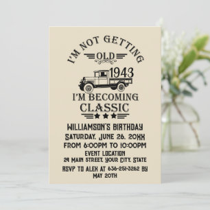 Personalised vintage 90th birthday cocktail party invitation