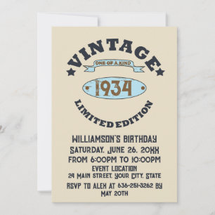 Personalised vintage 90th birthday cocktail party invitation