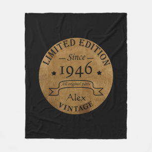 Personalised vintage 90th birthday gifts fleece blanket