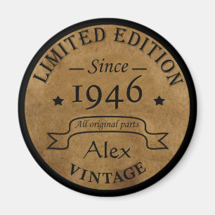 Personalised vintage 90th birthday gifts magnet