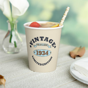 Personalised vintage 90th birthday gifts paper cups