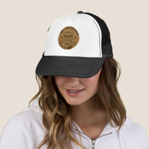 Personalised vintage 90th birthday gifts trucker hat