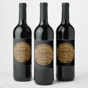 Personalised vintage 90th birthday gifts wine label