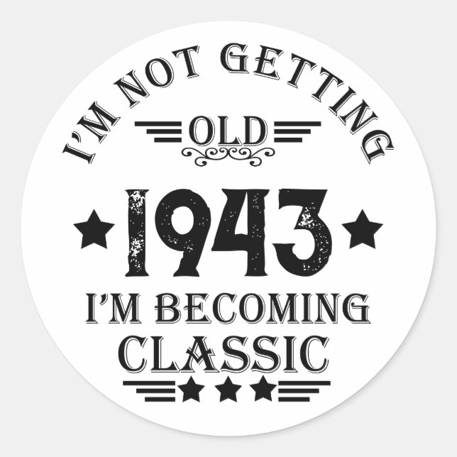 Personalised vintage 90th birthday party classic round sticker (Front)