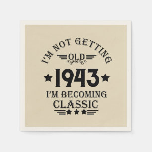 Personalised vintage 90th birthday party napkin