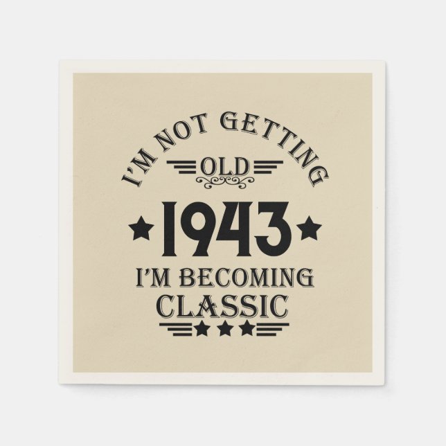 Personalised vintage 90th birthday party napkin (Front)