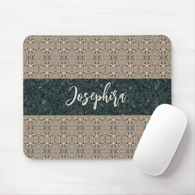 Personalised Vintage Abstract Quartz Stone Natural Mouse Mat (With Mouse)